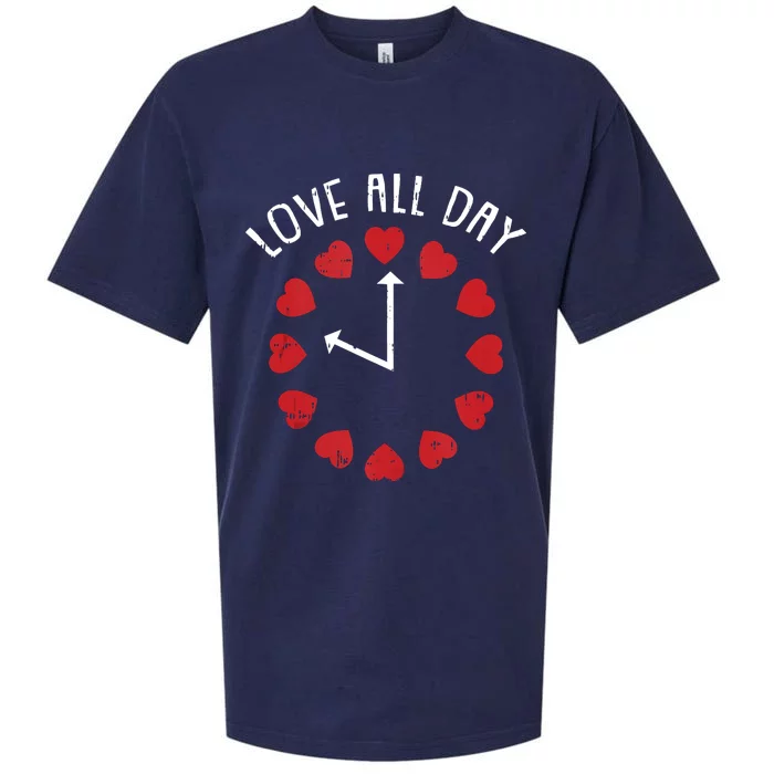 Love All Day Valentines Day Cute Hearts Clock Sueded Cloud Jersey T-Shirt