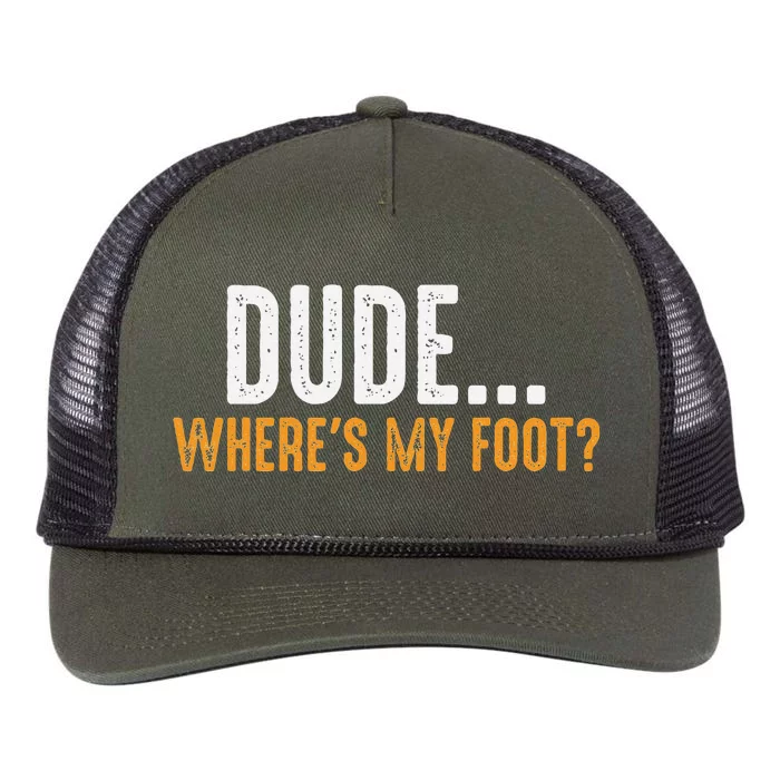 Leg Amputee Dude Where Is My Foot Prosthetic Leg Amputation Retro Rope Trucker Hat Cap