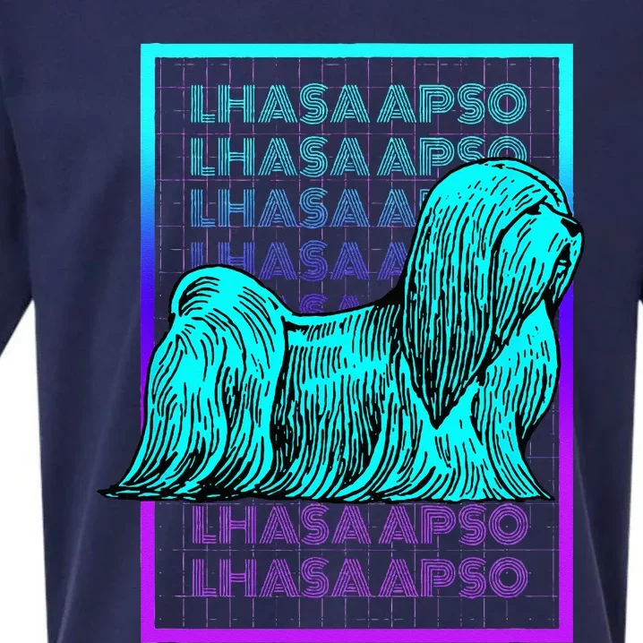 Lhasa Apso Dog Vintage Retro Lhasa Apso Sueded Cloud Jersey T-Shirt