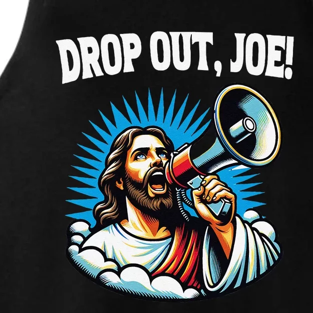 Lord Almighty Drop Out Joe Biden Jesus With Megaphone Meme Ladies Tri-Blend Wicking Tank