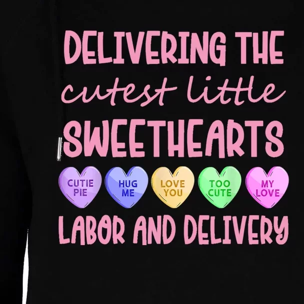 Labor And Delivery Nurse Valentine's Day, L&D Nurse Womens Funnel Neck Pullover Hood