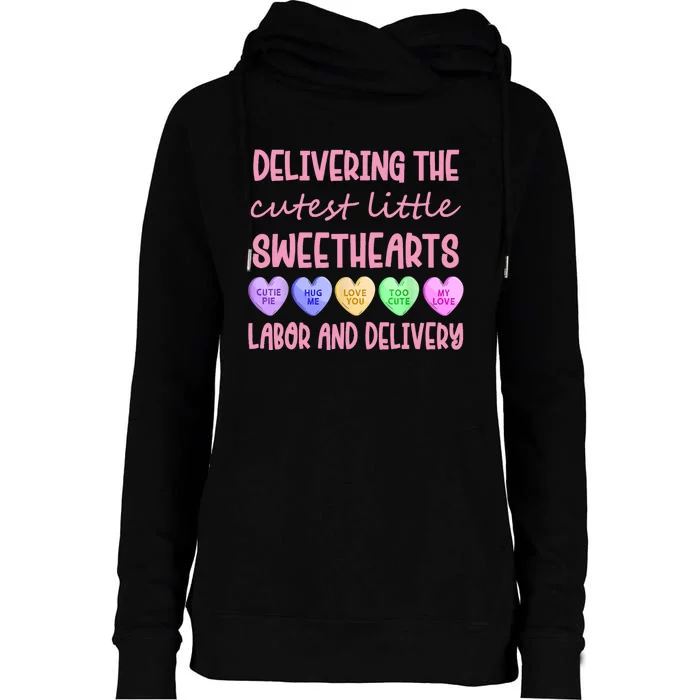 Labor And Delivery Nurse Valentine's Day, L&D Nurse Womens Funnel Neck Pullover Hood