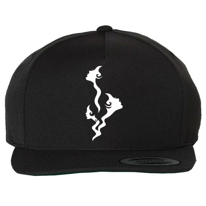 Lady Faces In Smoke Wool Snapback Cap