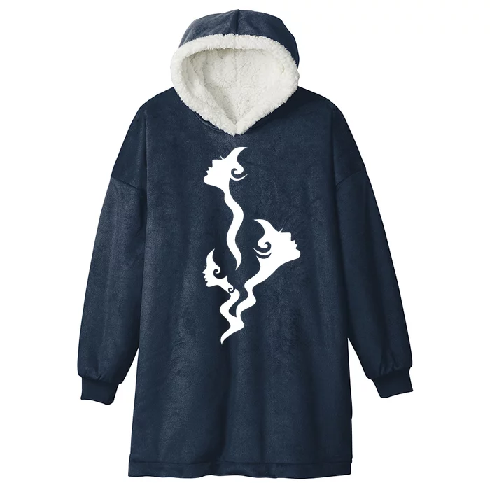 Lady Faces In Smoke Hooded Wearable Blanket