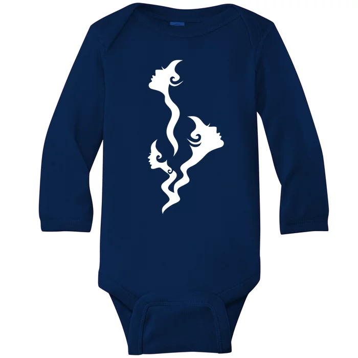 Lady Faces In Smoke Baby Long Sleeve Bodysuit