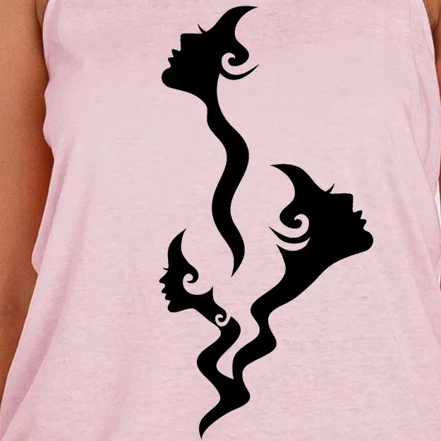 Lady Faces In Smoke Women's Knotted Racerback Tank