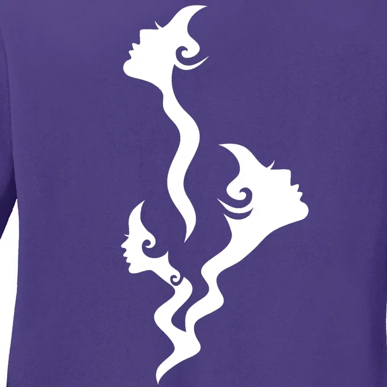 Lady Faces In Smoke Ladies Long Sleeve Shirt