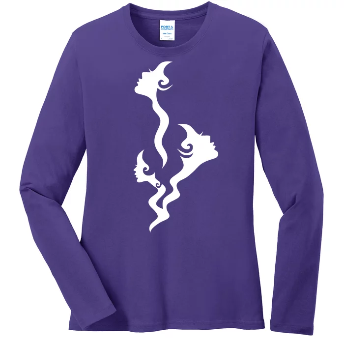 Lady Faces In Smoke Ladies Long Sleeve Shirt