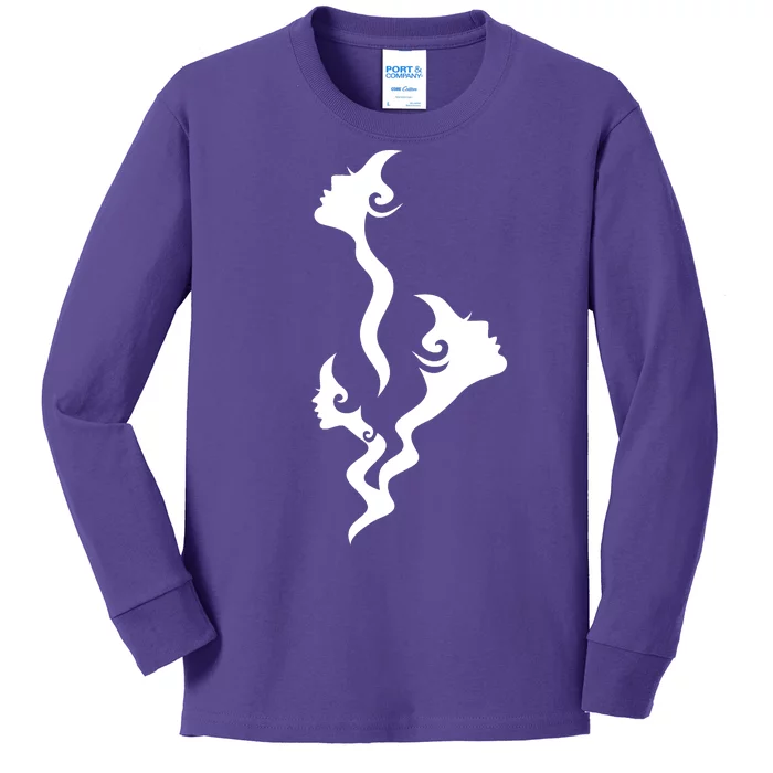 Lady Faces In Smoke Kids Long Sleeve Shirt