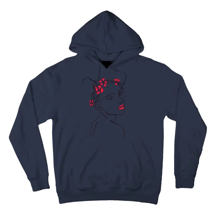 Lady Floral Outline Illustration Tall Hoodie