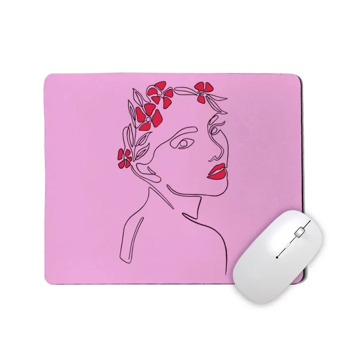 Lady Floral Outline Illustration Mousepad