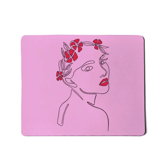 Lady Floral Outline Illustration Mousepad