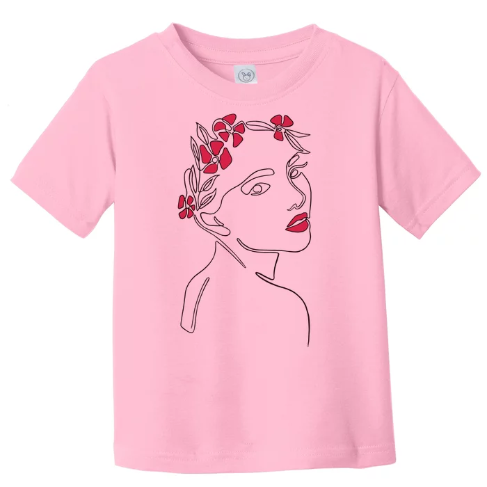 Lady Floral Outline Illustration Toddler T-Shirt