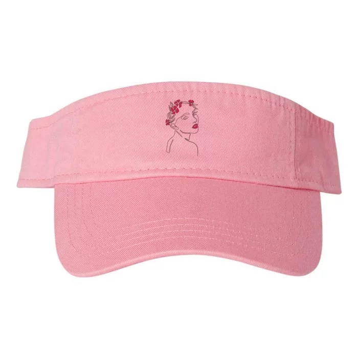 Lady Floral Outline Illustration Valucap Bio-Washed Visor