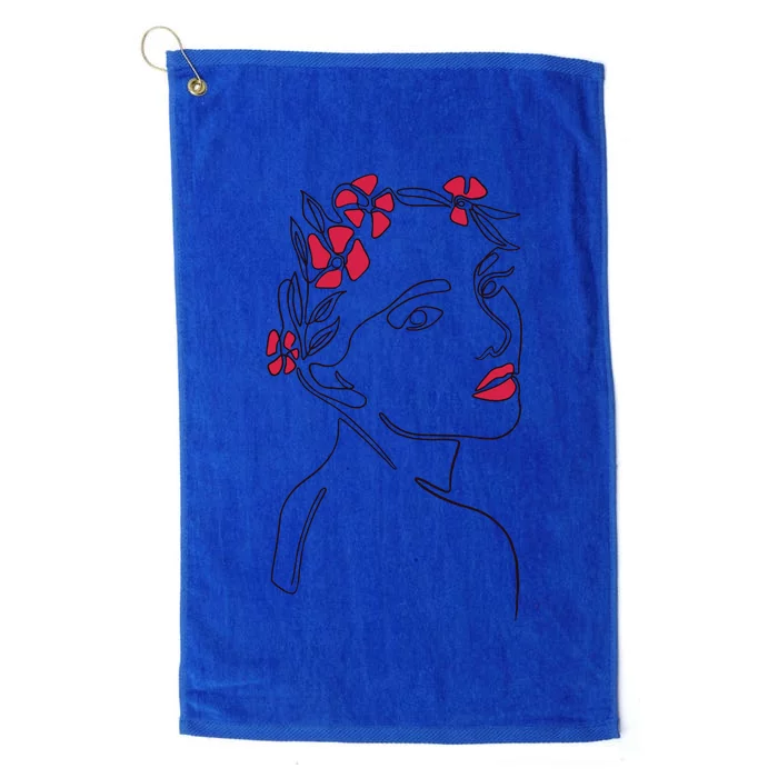 Lady Floral Outline Illustration Platinum Collection Golf Towel