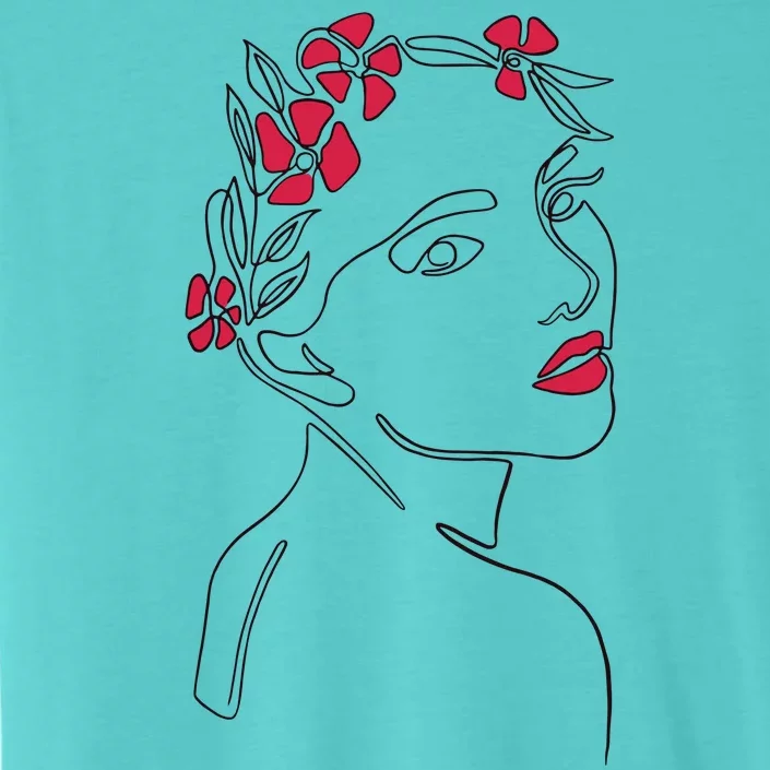 Lady Floral Outline Illustration ChromaSoft Performance T-Shirt