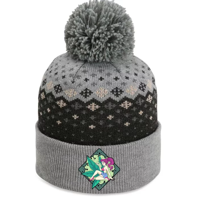 Lady Smoking Cannabis Diamond The Baniff Cuffed Pom Beanie