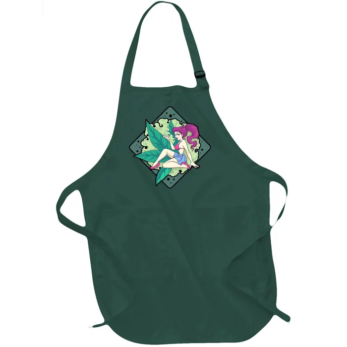 Lady Smoking Cannabis Diamond Full-Length Apron With Pocket