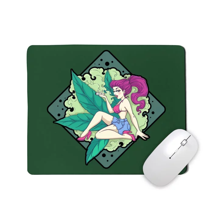 Lady Smoking Cannabis Diamond Mousepad