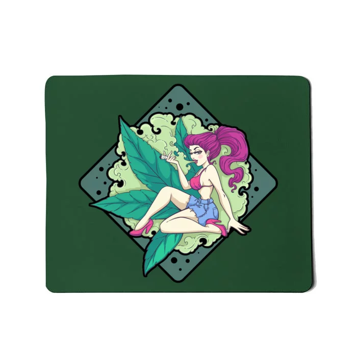 Lady Smoking Cannabis Diamond Mousepad