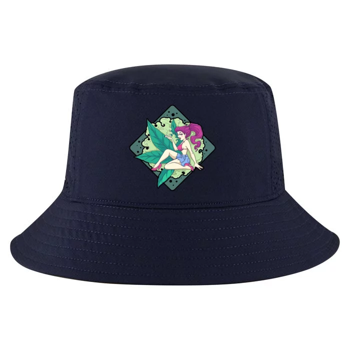 Lady Smoking Cannabis Diamond Cool Comfort Performance Bucket Hat