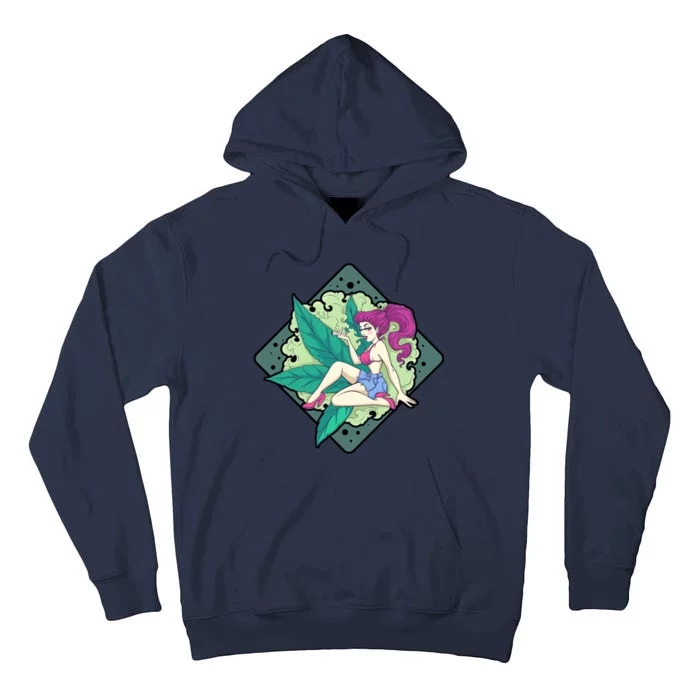 Lady Smoking Cannabis Diamond Tall Hoodie