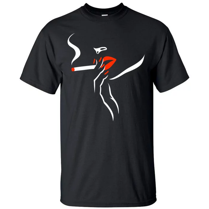 Lady Smoking Simplistic Silhouette Tall T-Shirt