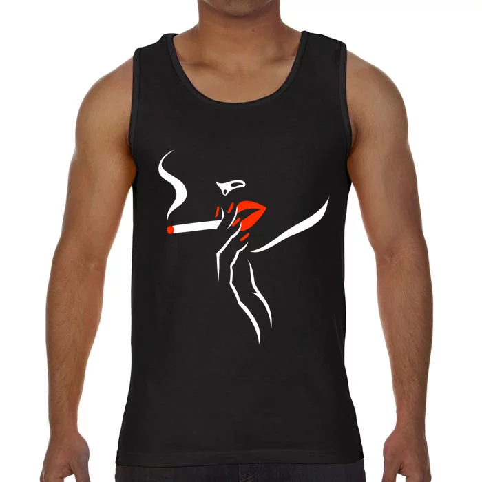 Lady Smoking Simplistic Silhouette Comfort Colors® Tank Top