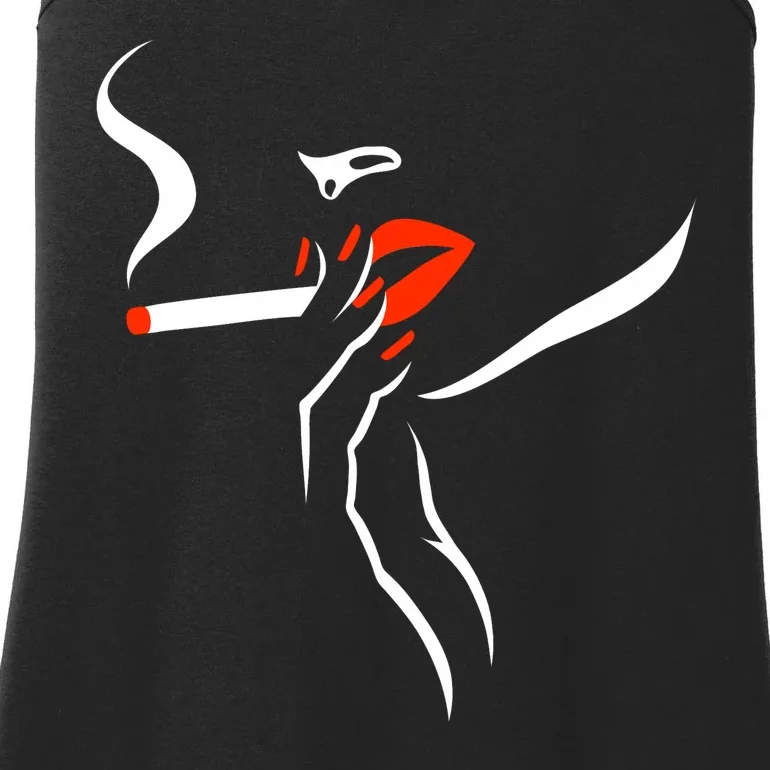 Lady Smoking Simplistic Silhouette Ladies Essential Tank