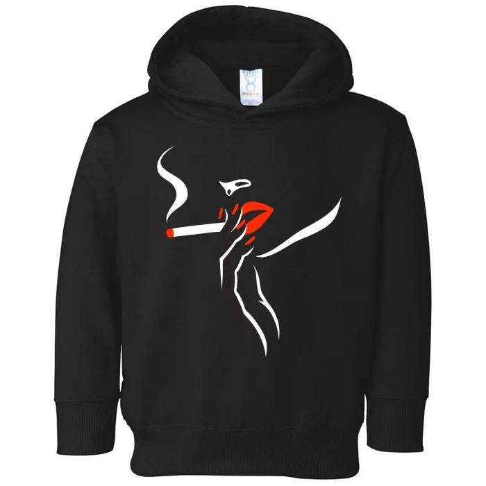 Lady Smoking Simplistic Silhouette Toddler Hoodie