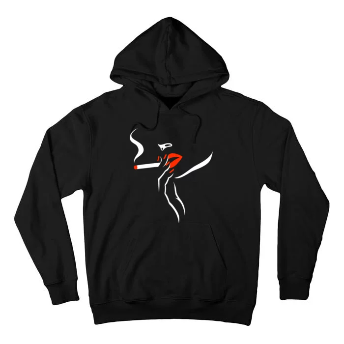 Lady Smoking Simplistic Silhouette Tall Hoodie