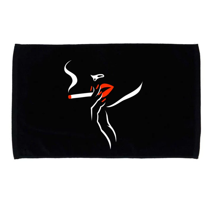 Lady Smoking Simplistic Silhouette Microfiber Hand Towel