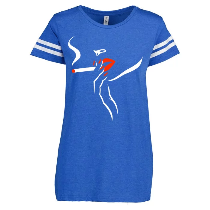 Lady Smoking Simplistic Silhouette Enza Ladies Jersey Football T-Shirt