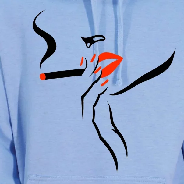 Lady Smoking Simplistic Silhouette Unisex Surf Hoodie