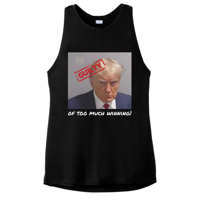 Liberal Advisory Explicit Content Trump Mugshot Ladies Tri-Blend Wicking Tank