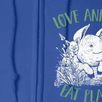 Love Animal Eat Plants Diet Vegan Veganism Meat Free Gift Full Zip Hoodie