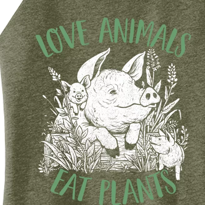 Love Animal Eat Plants Diet Vegan Veganism Meat Free Gift Women’s Perfect Tri Rocker Tank