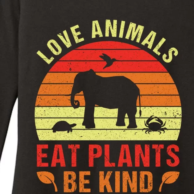 Love Animals Eat Plants Meme Vegan Plant Powered Vegetarian Gift Womens CVC Long Sleeve Shirt