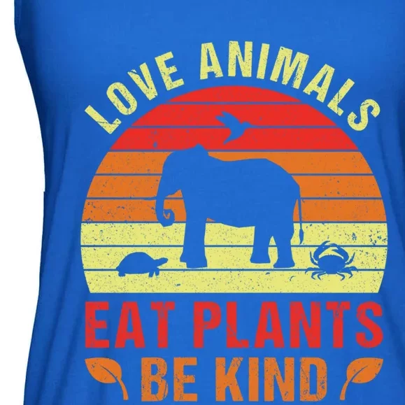 Love Animals Eat Plants Meme Vegan Plant Powered Vegetarian Gift Ladies Essential Flowy Tank