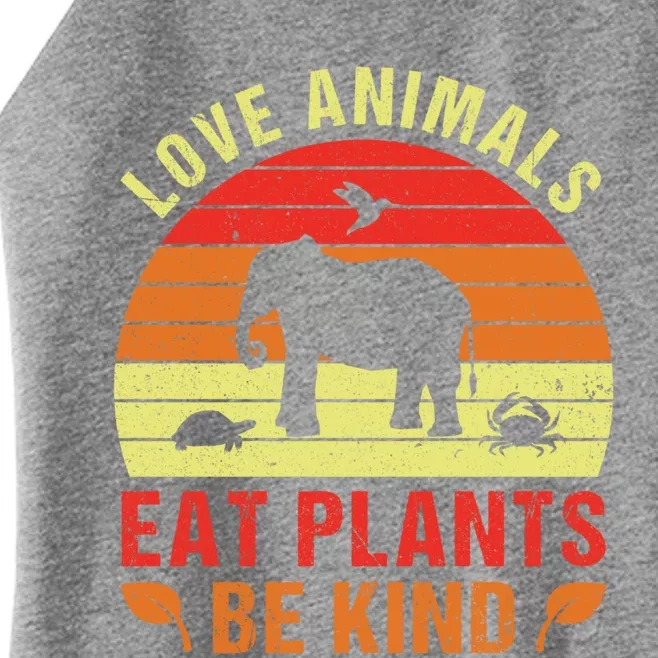 Love Animals Eat Plants Meme Vegan Plant Powered Vegetarian Gift Women’s Perfect Tri Rocker Tank