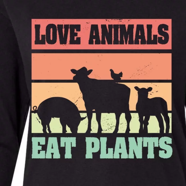 Love Animals Eat Plants Vegetarian Vegan Gift Womens Cotton Relaxed Long Sleeve T-Shirt