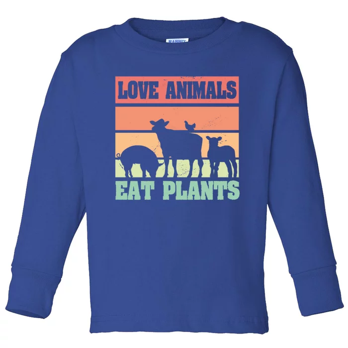 Love Animals Eat Plants Vegetarian Vegan Gift Toddler Long Sleeve Shirt