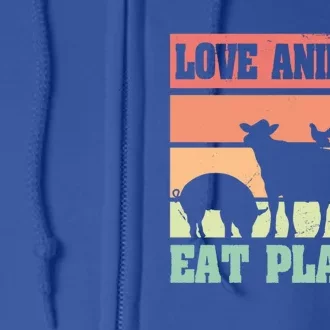 Love Animals Eat Plants Vegetarian Vegan Gift Full Zip Hoodie