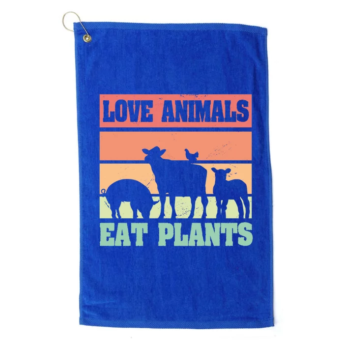 Love Animals Eat Plants Vegetarian Vegan Gift Platinum Collection Golf Towel