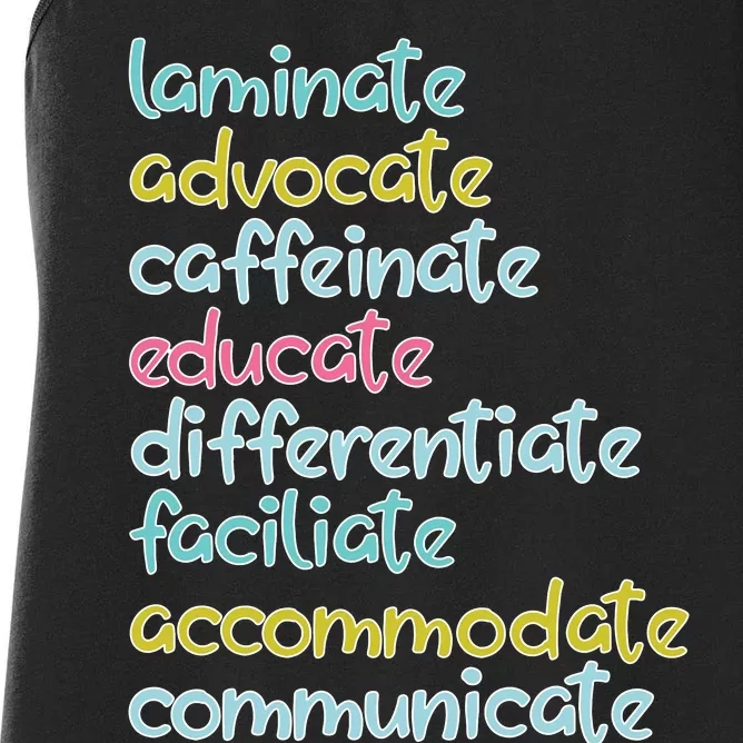 Laminate Advocate Edeucate Special Education Teacher Women's Racerback Tank