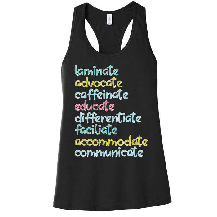 Laminate Advocate Edeucate Special Education Teacher Women's Racerback Tank