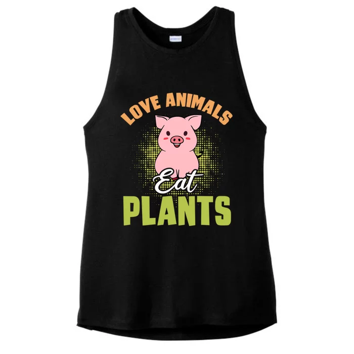 Love Animal Eat Plants Diet Vegan Veganism Meat Free Gift Ladies Tri-Blend Wicking Tank