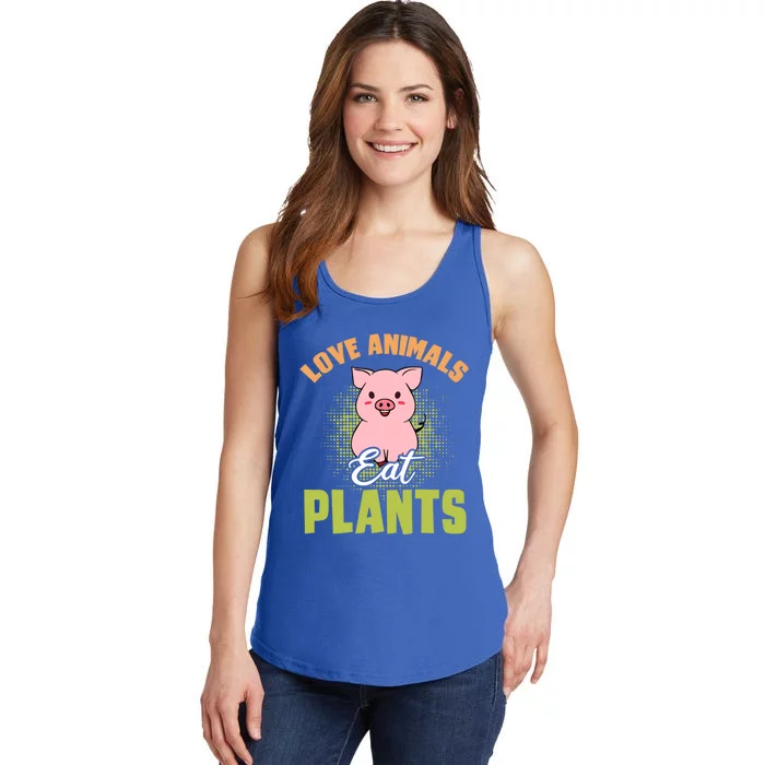 Love Animal Eat Plants Diet Vegan Veganism Meat Free Gift Ladies Essential Tank