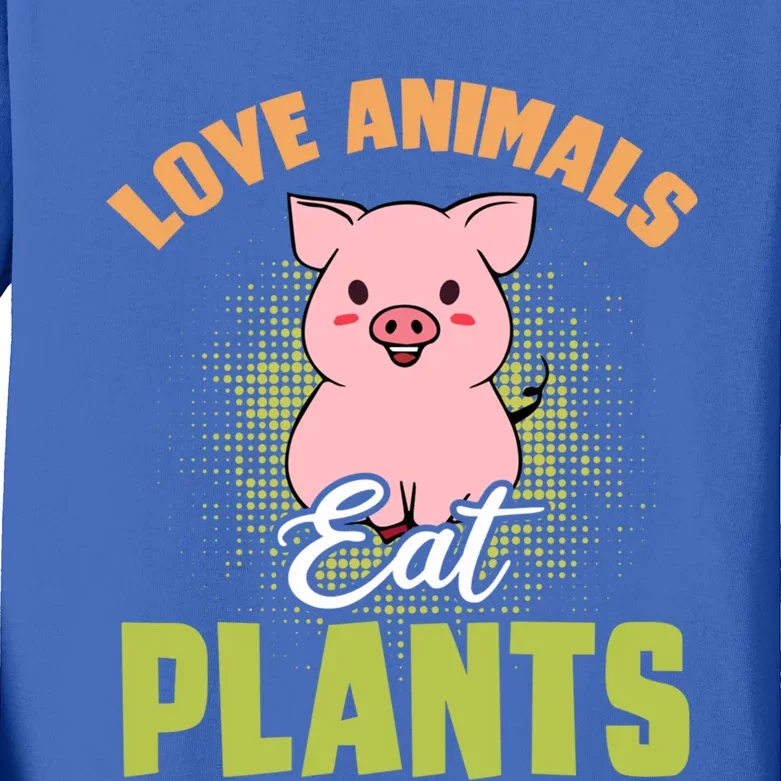 Love Animal Eat Plants Diet Vegan Veganism Meat Free Gift Kids Long Sleeve Shirt