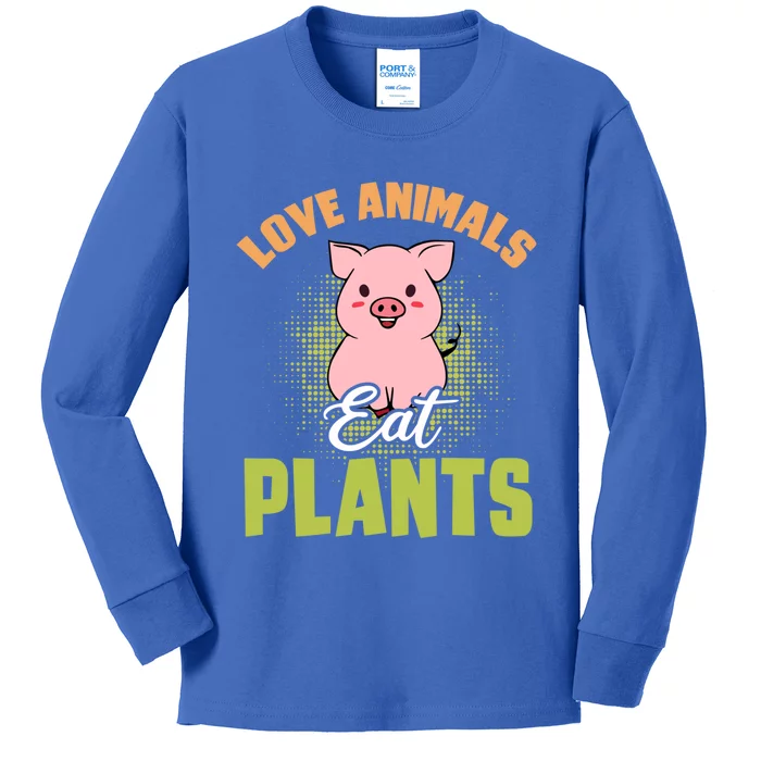 Love Animal Eat Plants Diet Vegan Veganism Meat Free Gift Kids Long Sleeve Shirt